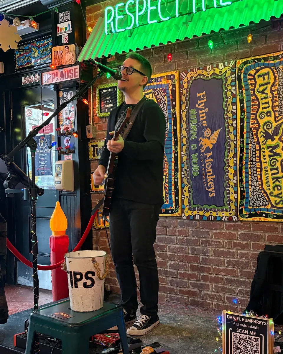 Daniel Humphreys performing at Flying Monkeys brewery